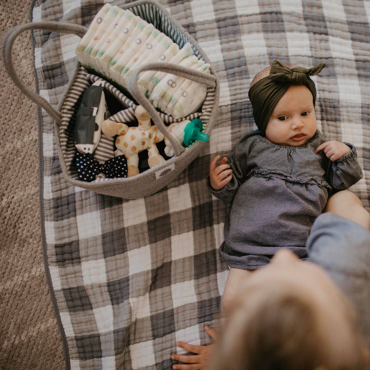 Parker Baby - Rope Diaper Caddy - Gray