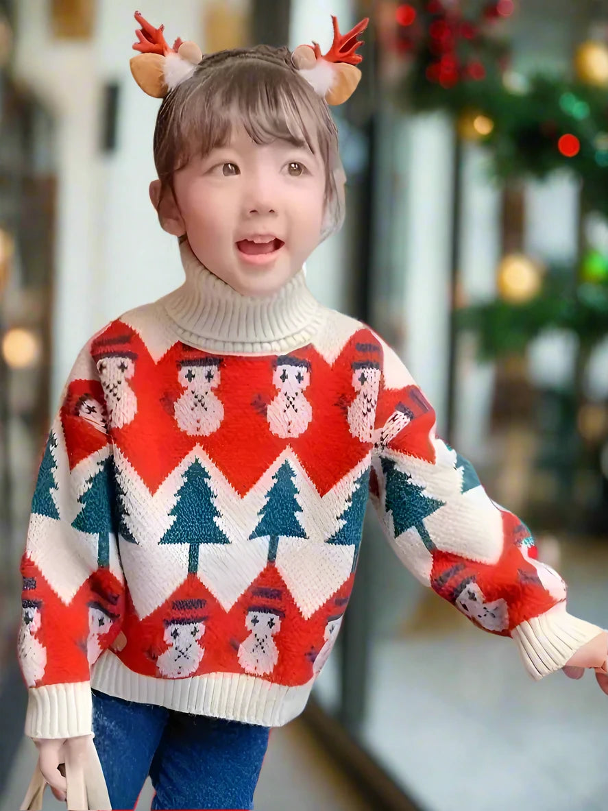 Snowman & Christmas Tree Jacquard Sweater