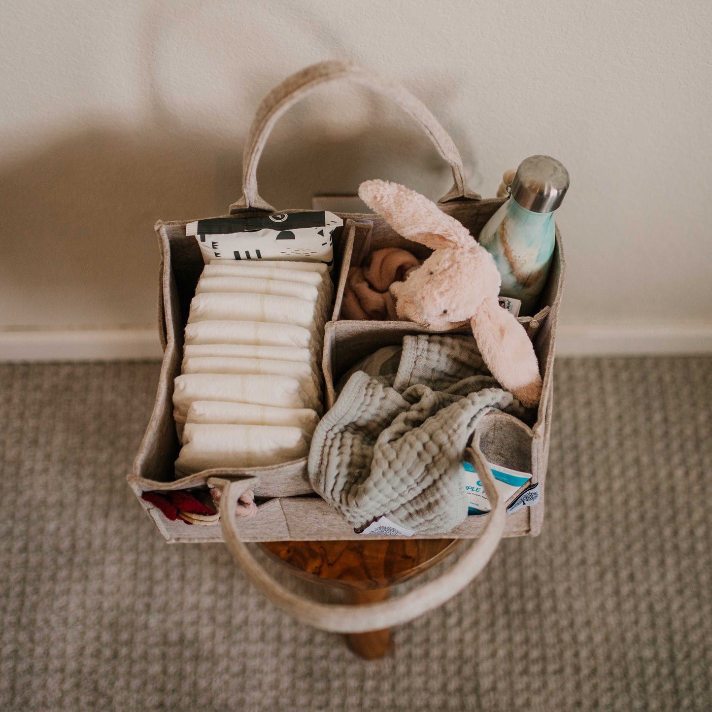 Parker Baby Co. - Diaper Caddy in Oatmeal: Regular (13 x 9 x 7")