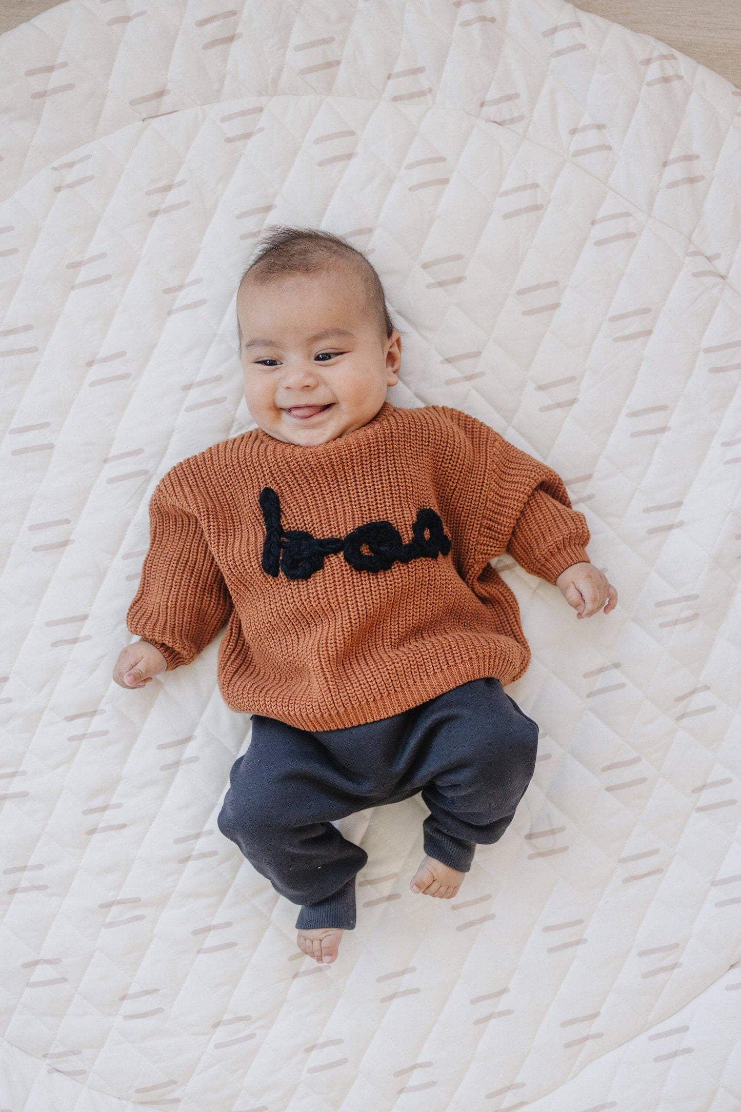 BOO Hand Embroidered Chunky Knit Sweater for Babies & Toddle: 0-3 Months