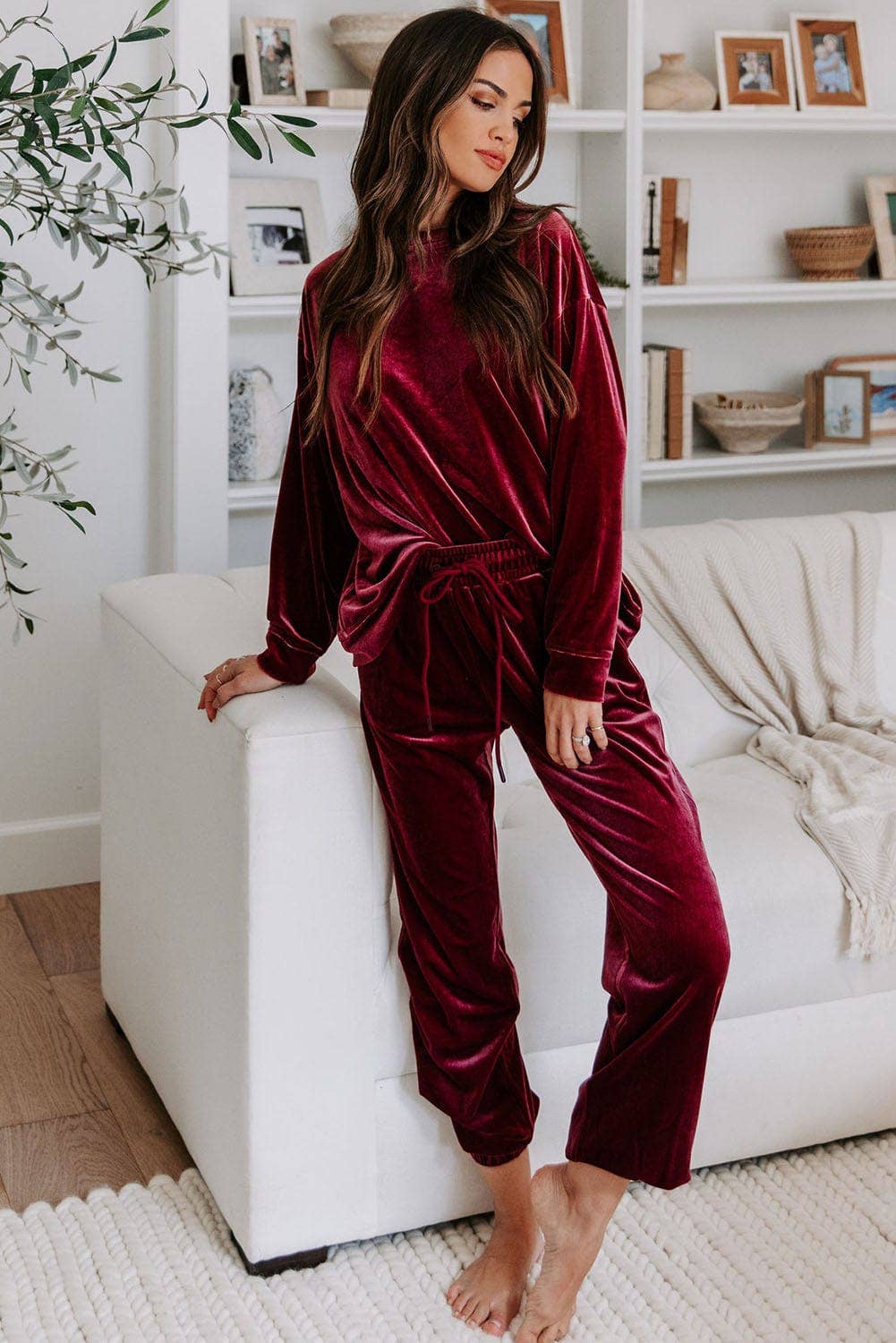 Tatum Velvet Lounge Set | S-XL: XL / Red