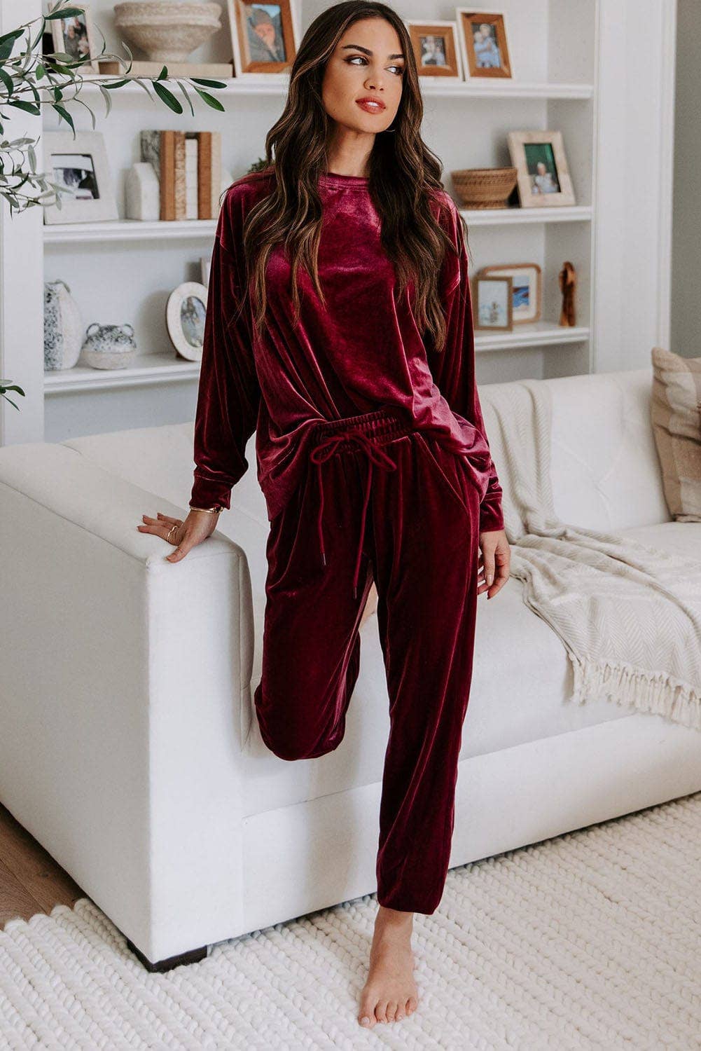 Tatum Velvet Lounge Set | S-XL: XL / Red