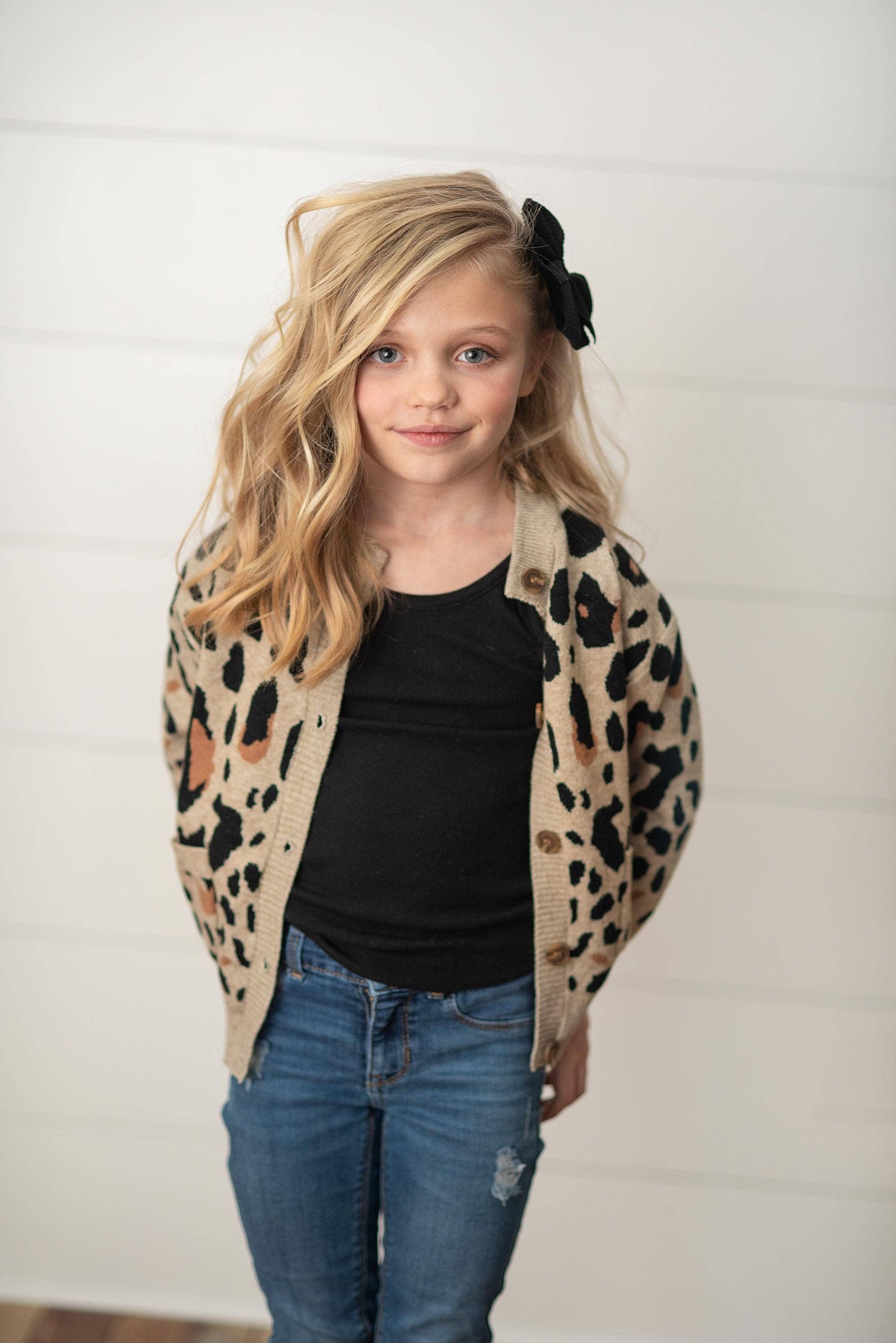 Leopard Button Pocket Cardigan Sweater: