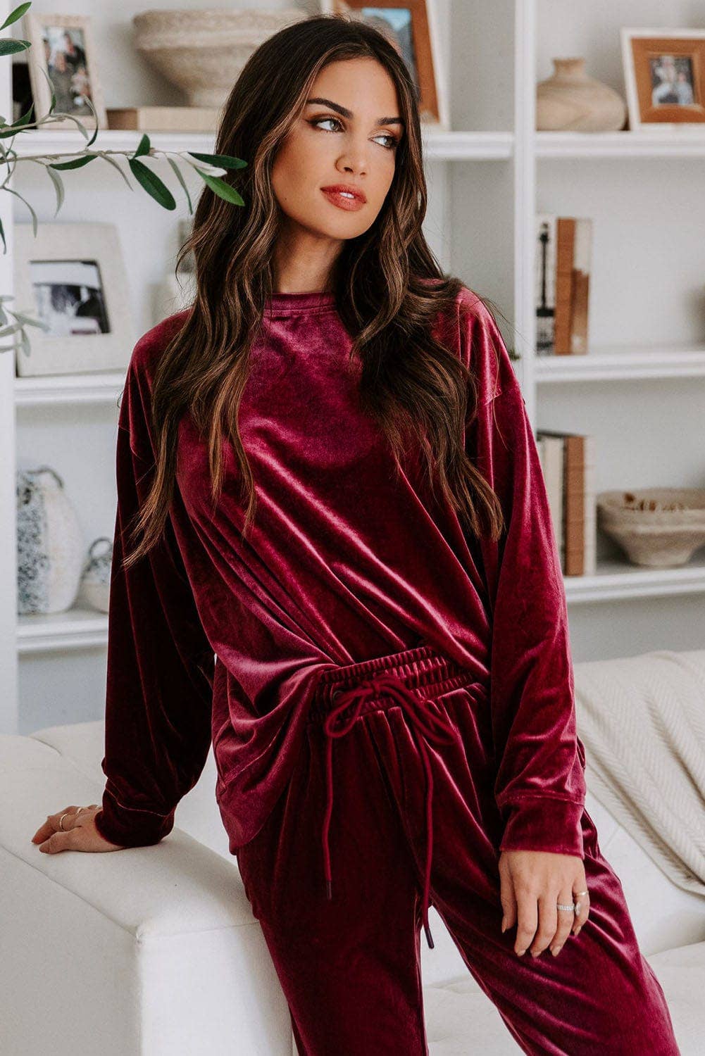 Tatum Velvet Lounge Set | S-XL: XL / Red