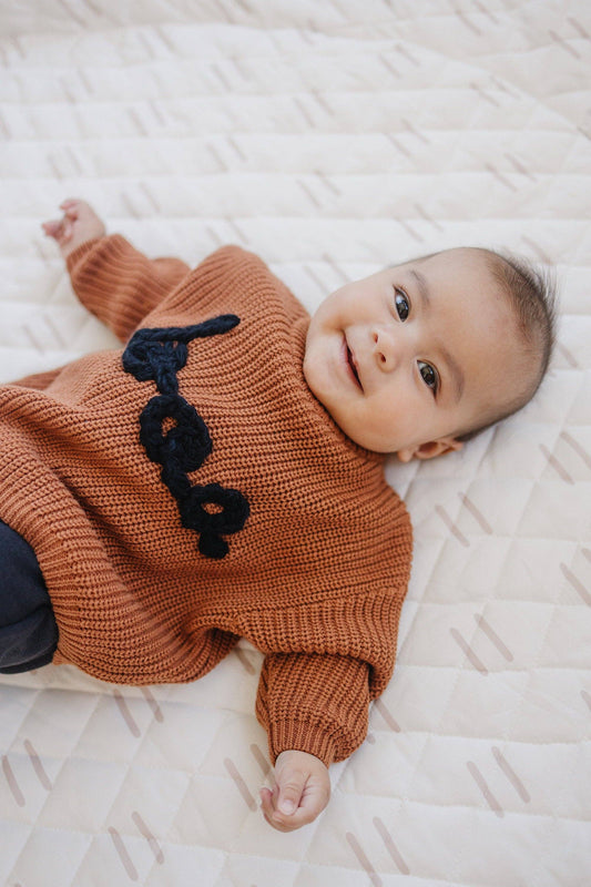 BOO Hand Embroidered Chunky Knit Sweater for Babies & Toddle: 0-3 Months