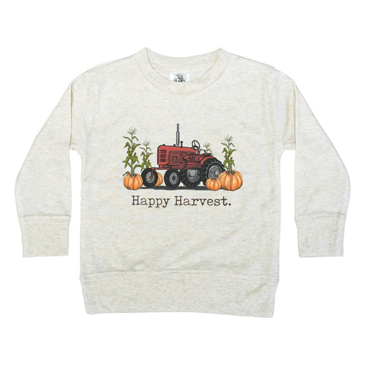 "Happy Harvest" Country Tractor Farm Beige Long sleeve shirt