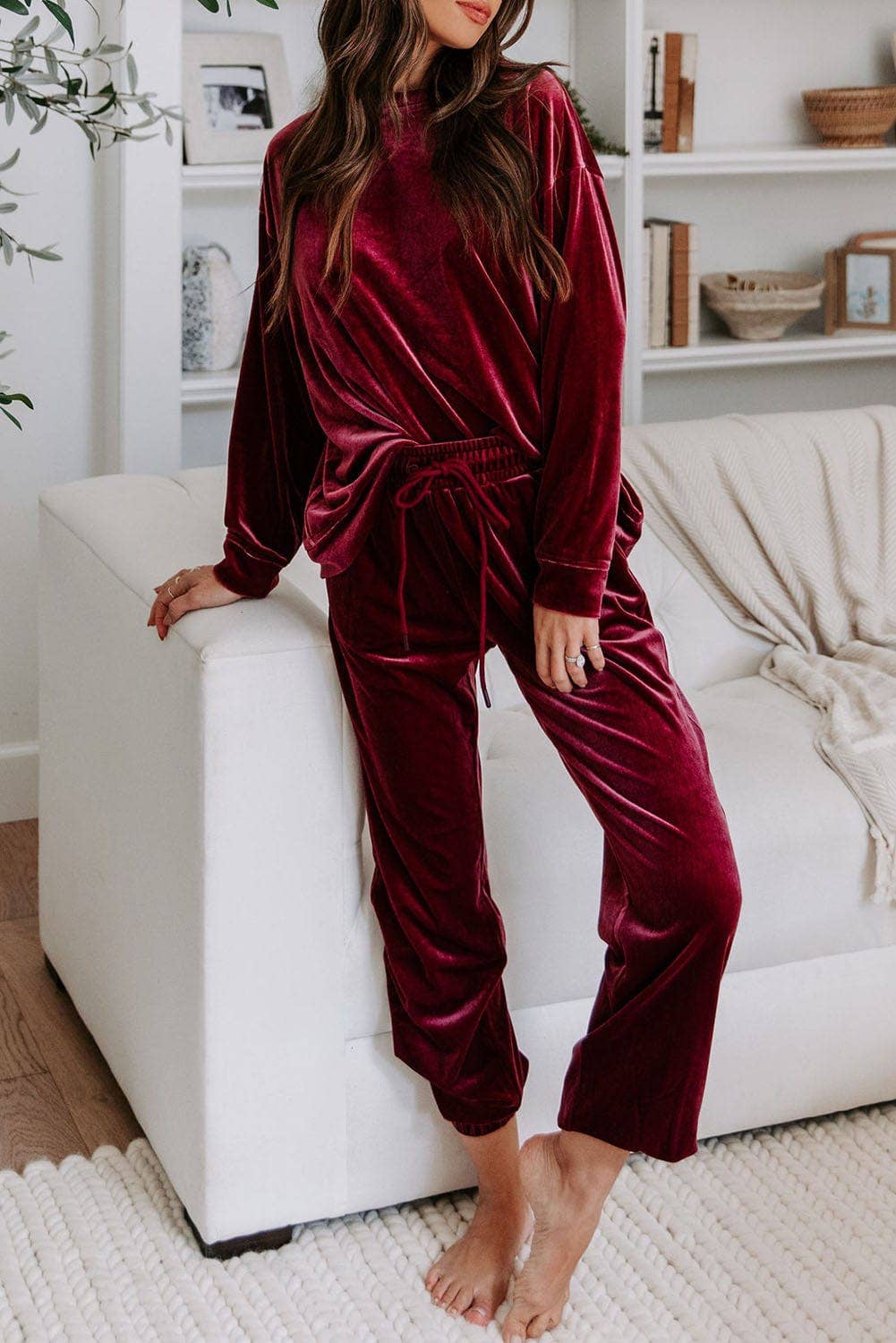 Tatum Velvet Lounge Set | S-XL: XL / Red